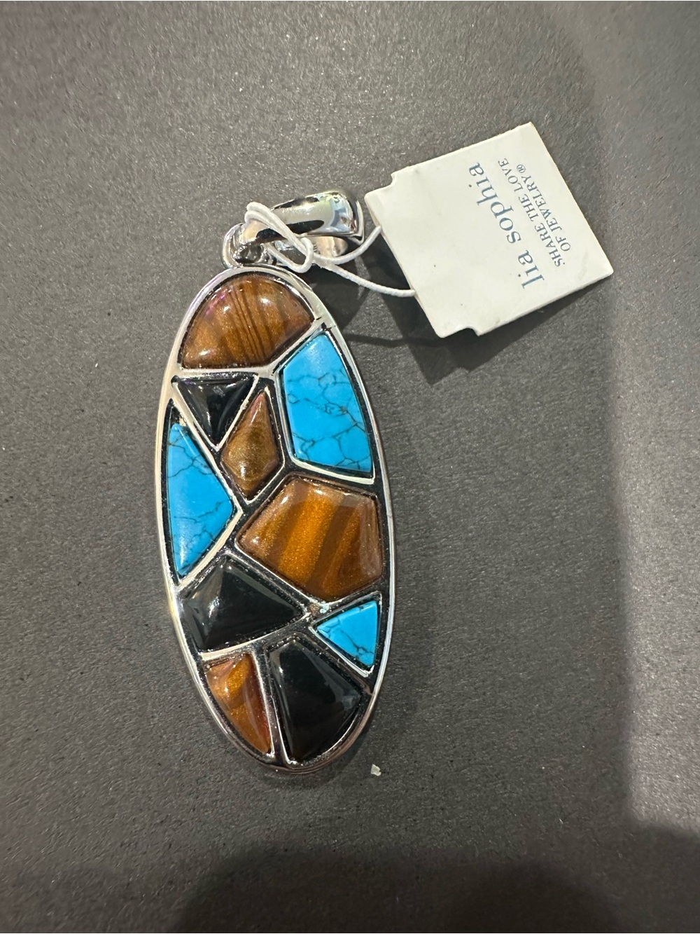 Lia Sophia “Matrix” Southwestern Style Mosaic Inlay Pendant New With Tags Signed